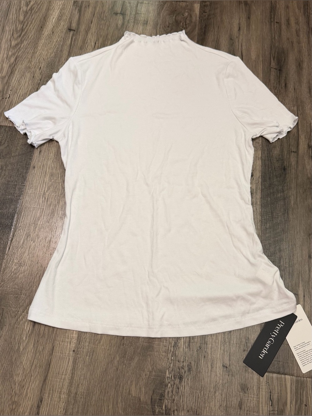 NWT PrettyGarden White Ribbed Mock Neck Top Size L